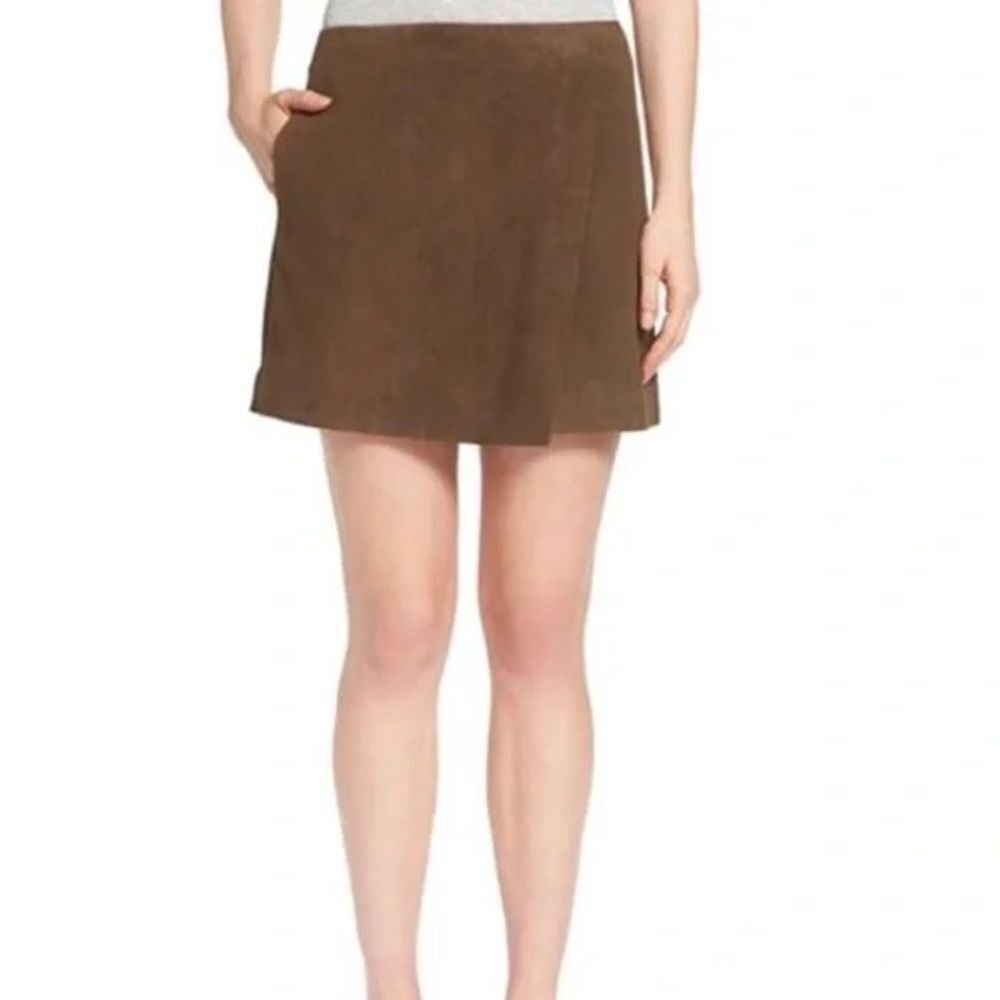 Vince x Garance Doré Suede brown Wrap Miniskirt size 4 EUC